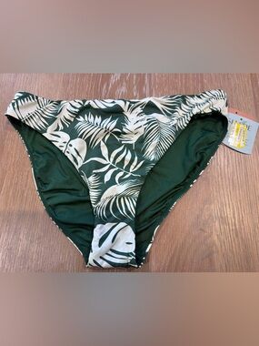 NWT Women’s Shade & Shore Green Tropical Print Bikini Bottoms Sz Large 12/14